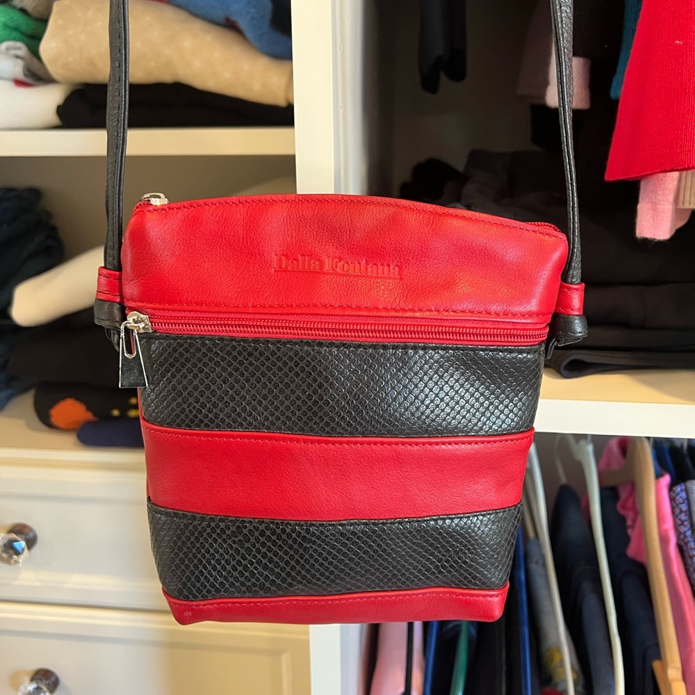 Dalla Fontana Red and Black Crossbody Bag